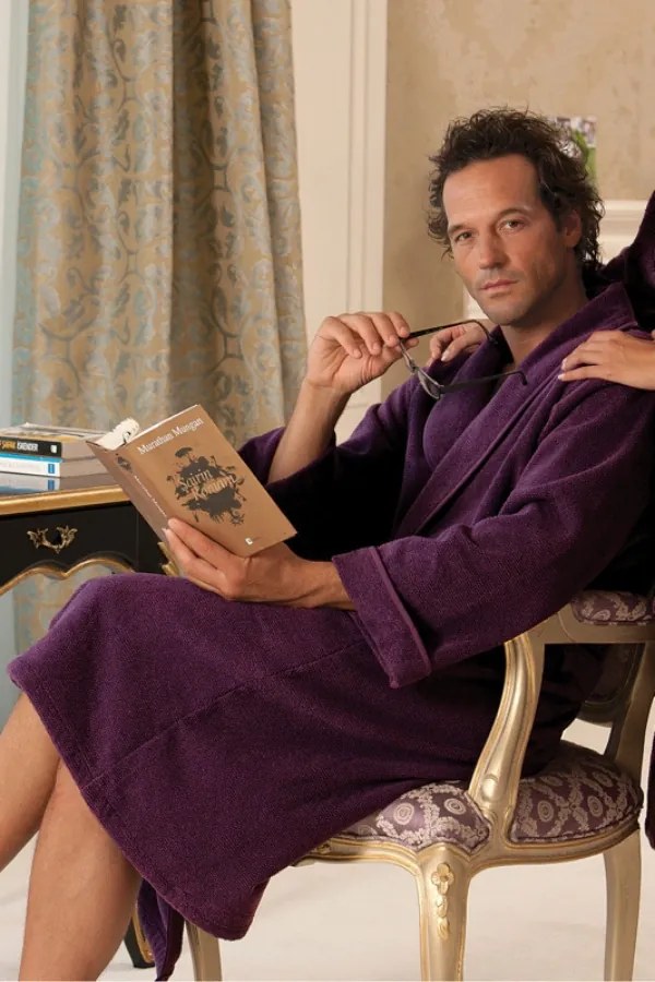 Męski szlafrok LORD + ręczniki + pudełko XL Ciemnoniebieski