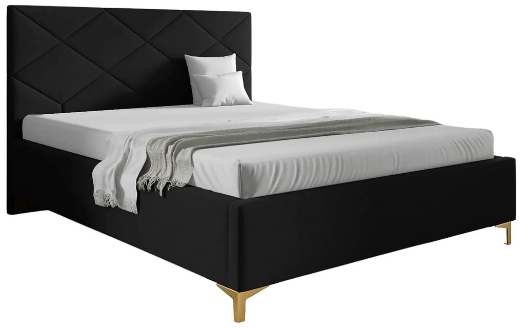Czarne łóżko tapicerowane welurem 4 rozmiary - Tollviano Z2-N08