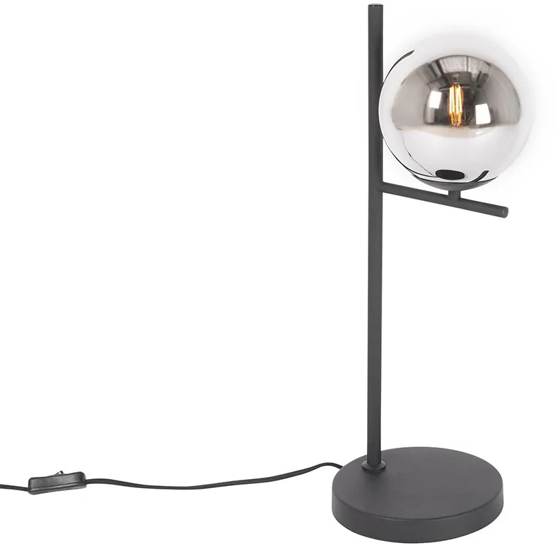 Lampa stołowa art deco czarna i przydymione szkło - FloreDesignerski Oswietlenie wewnetrzne