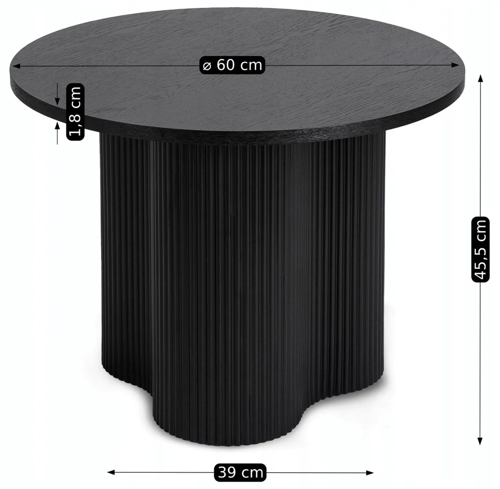 Stolik Kawowy DERIAN 60 cm Czarny Nowoczesny Loft