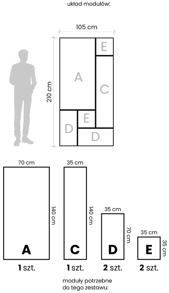 Panele lustrzane w zestawie 105x210 cm L3-H53