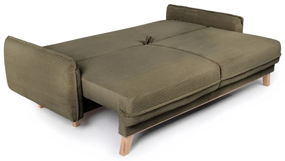 Zielona sztruksowa rozkładana sofa 218 cm Tori – Bonami Selection