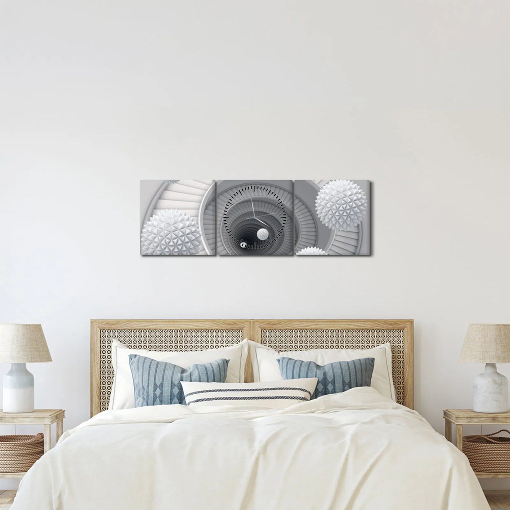 Obraz abstrakcji 3D (z zegarem) (90x30 cm)