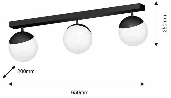 Lampa sufitowa SFERA BLACK 3xE14 na listwie