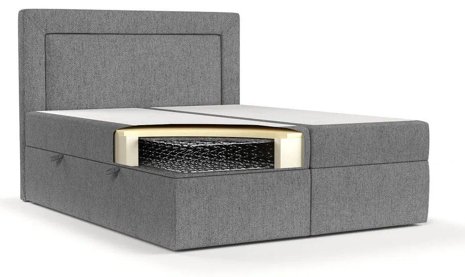 Szare łóżko boxspring ze schowkiem 200x200 cm Imagine – Maison de Rêve