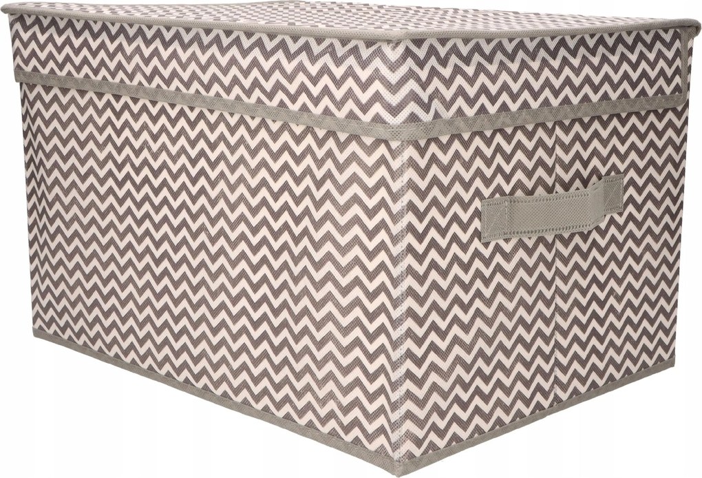 Organizer tekstylny Wzór Zygzak 50x40x30 cm pokrywka pudełko do domu salonu