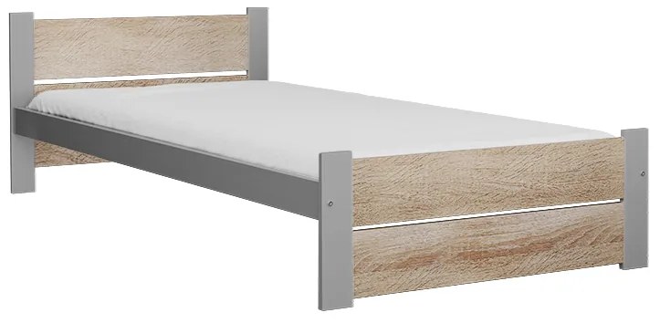 Łóżko IKAROS DOUBLE 90 x 200 cm, dąb sonoma/szary Stelaż: Bez stelaża, Materac: Materac Somnia 18 cm