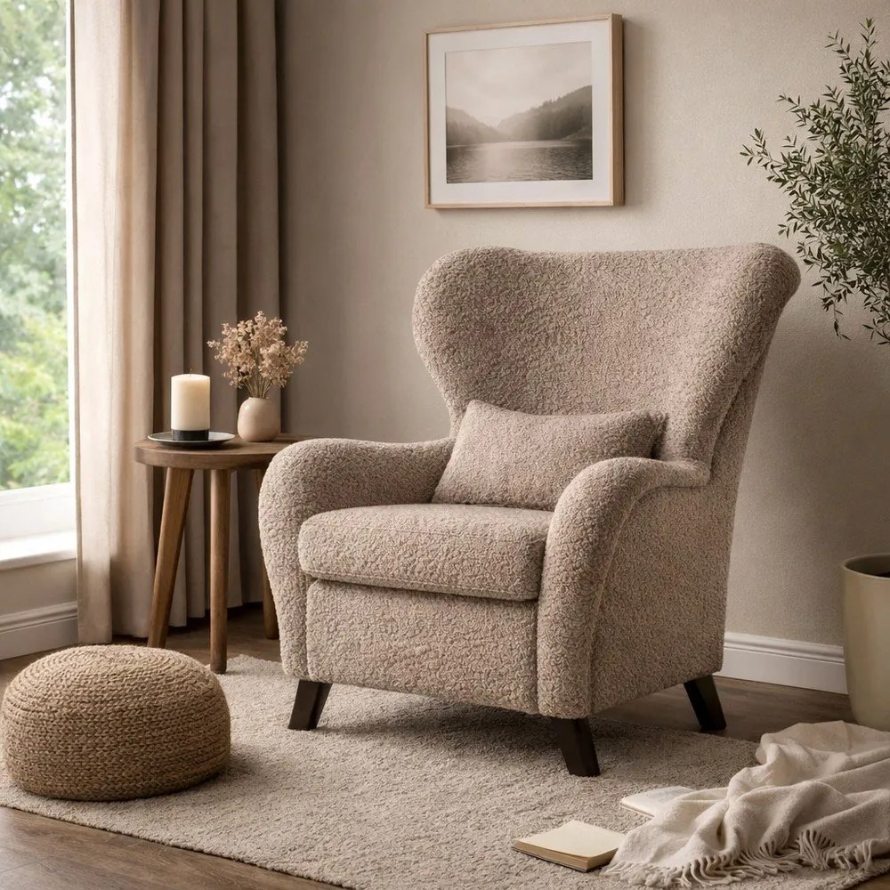 Brązowy fotel uszak Miuform Miuf