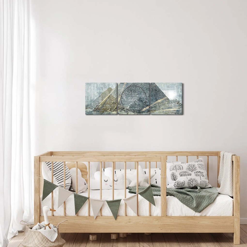 Obraz - Piramidy w niebieskim filtrze (z zegarem) (90x30 cm)