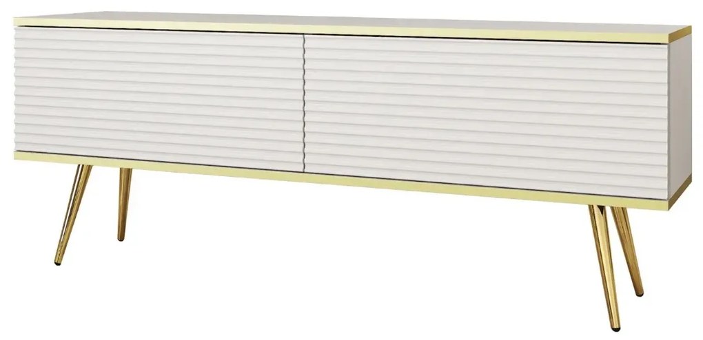 Szafka RTV KARL 3D 135cm wisząca/stojąca biały mat PIASKI Meble