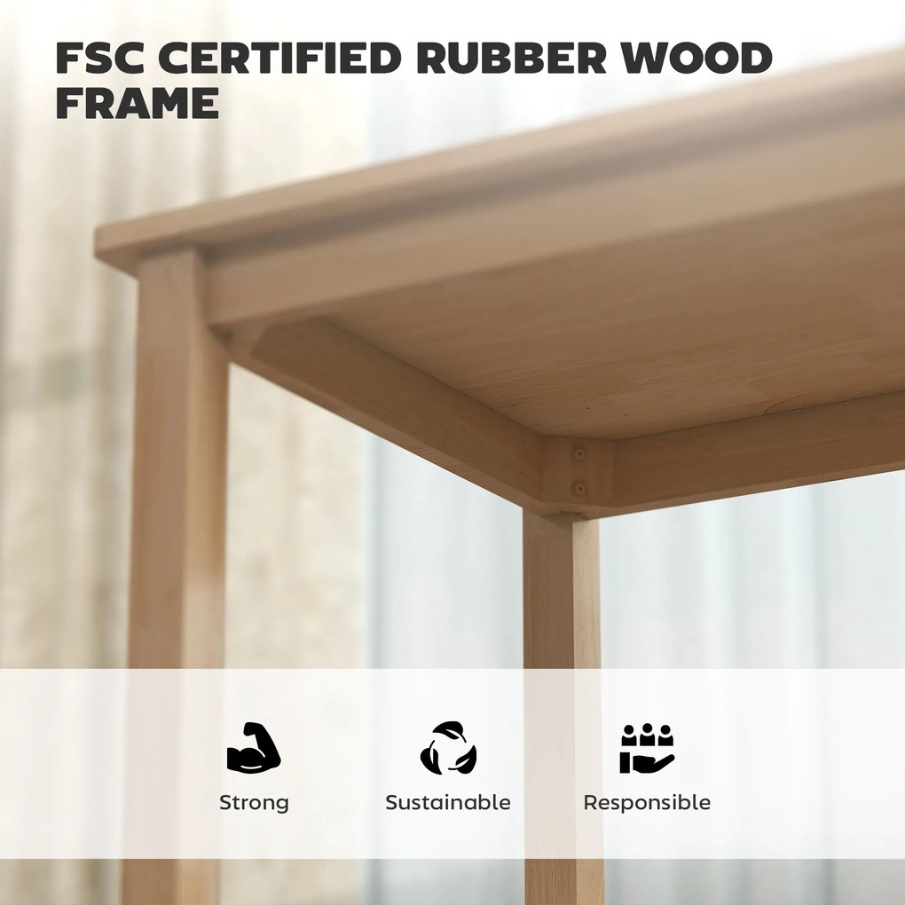 HOMCOM Zestaw 3-częściowy z stołem i 2 krzesłami, stół kuchenny do kompaktowych przestrzeni, tapicerowane krzesła, oszczędzające miejsce, MDF, naturalne drewno