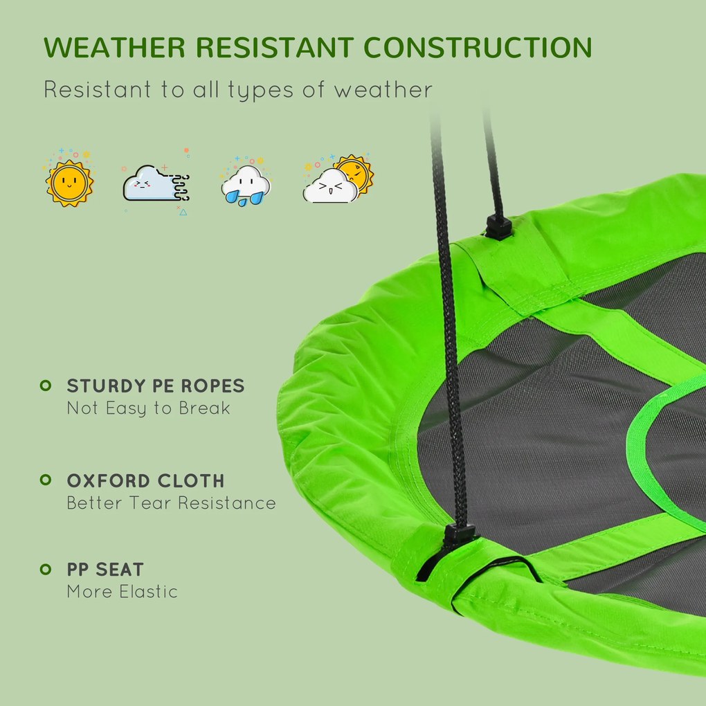 Outsunny Huśtawka gniazdowa zielona odporna na warunki atmosferyczne do 100 kg z regulowanymi linami | Aosom PL