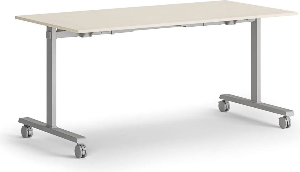 Mobilny stół MATCH, 160x80 cm, szara podstawa, brzoza