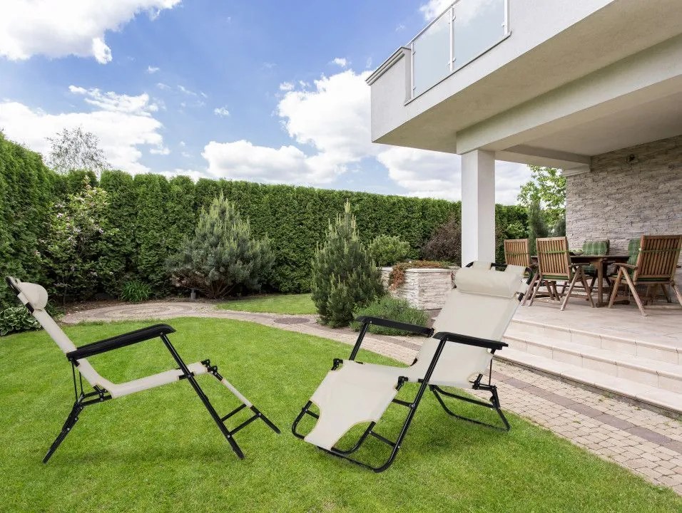 Regulowany leżak ogrodowy składany Tenero 010, beżowy