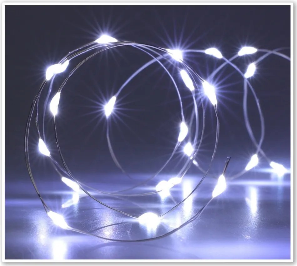 Drut świetlny Silver lights 40 LED, zimna biała, 195 cm