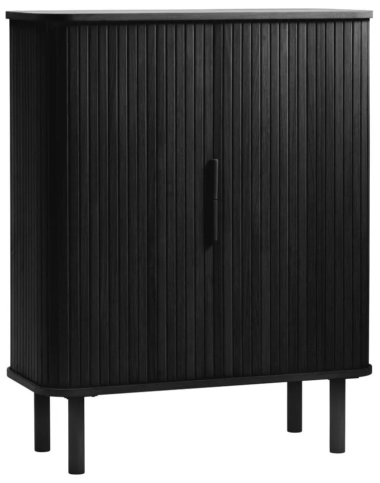 Czarna szafka w dekorze dębu z drzwiami przesuwnymi 113x90 cm Cavo – Unique Furniture