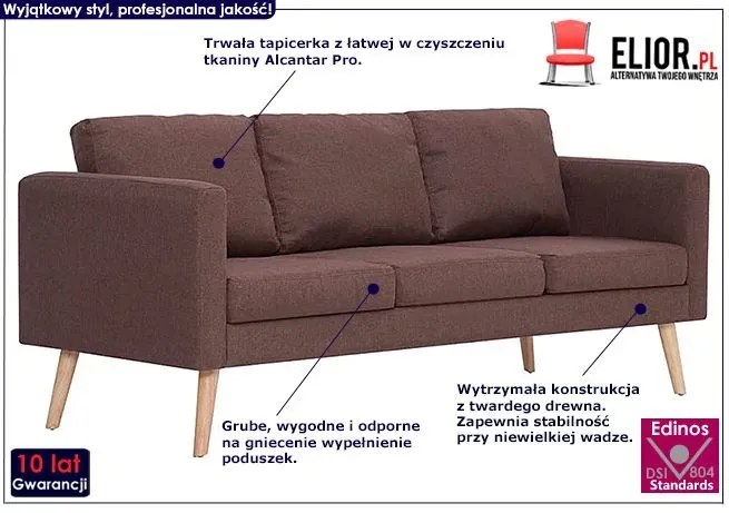 Trzyosobowa brązowa kanapa - Imex 3X
