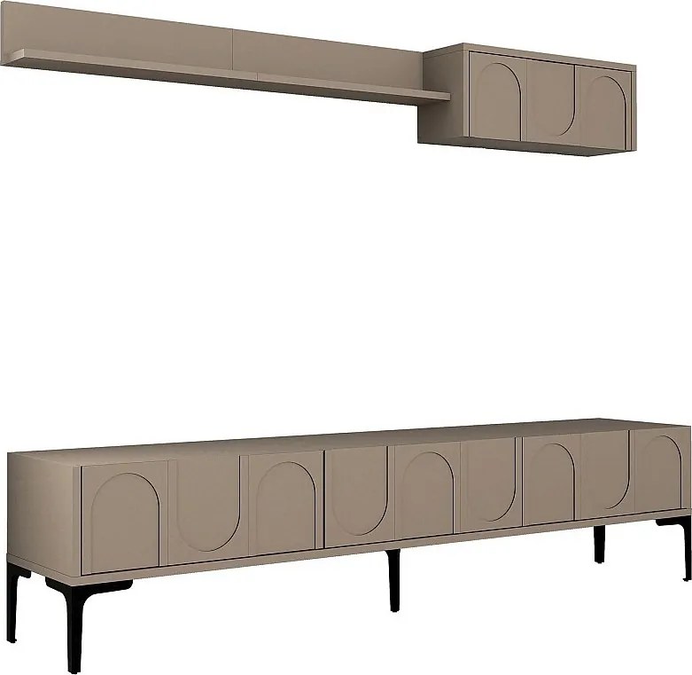 Elegancka szafka pod TV – 180 cm – Atlas i czerń – Płyta wiórowa pokryta melaminą