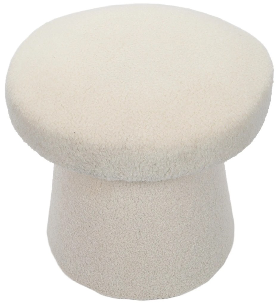 Pufa okrągła tapicerowana TEDDY grzybek boucle, Ø 43 x 38 cm
