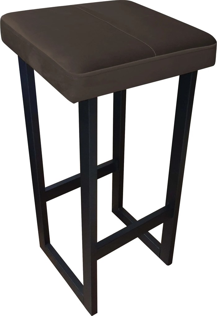 Hoker ALEX krzesło barowe tkanina Welur podstawa metalowa : Kolor Stelaża - Czarny , Kolor tkaniny - VELVET - MG05, Wysokość - 75 cm
