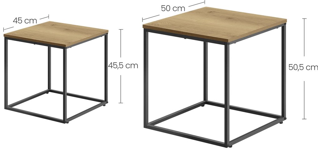 Zestaw 2 stolików kawowych QUADRO, dekor dąb