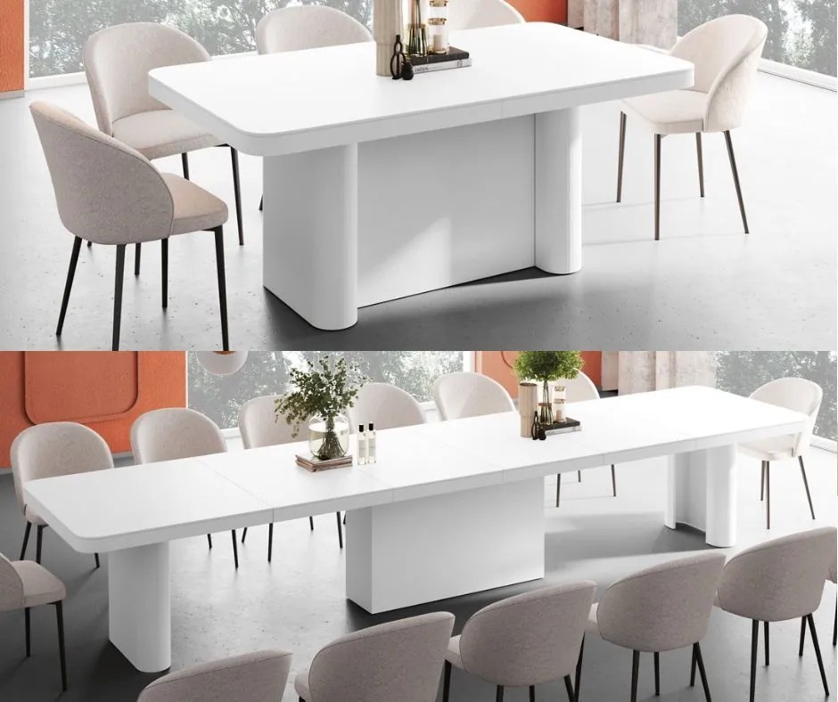 Stół Portofino biały mat Hubertus rozkładany do 412 cm