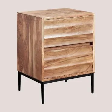 Pack 2 Prostokątnych Stolików Nocnych Z Drewna Akacjowego Petter Akacja Brąz - Sklum