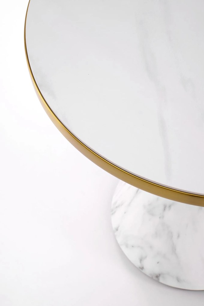Ława okrągła spiek biały marmur/biały/złoty 50/52 cm TALBI