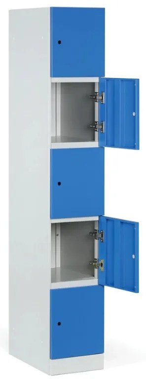 Szafka skrytkowa S1, 5 schowków, 1850 x 300 x 500 mm, demontaż, zamek obrotowy, drzwi ciemnoszare