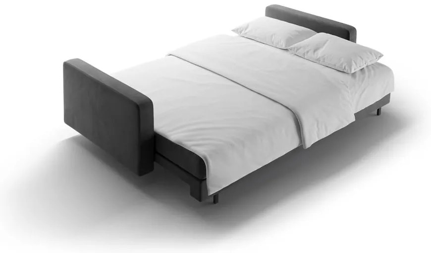 Ciemnoszara aksamitna rozkładana sofa ze schowkiem 222 cm Bali – Cosmopolitan Design