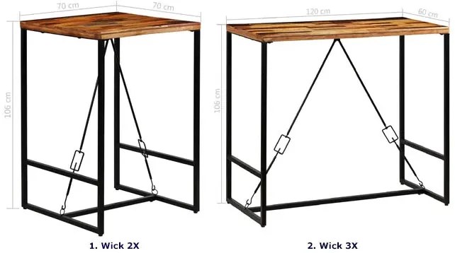 Industrialny stolik barowy 120x60 – Arenzo 3X