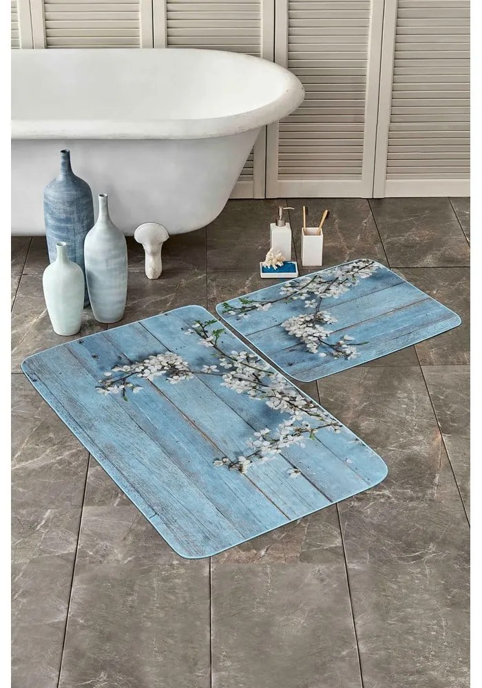 Niebieskie dywaniki łazienkowe zestaw 2 szt. 60x100 cm – Mila Home