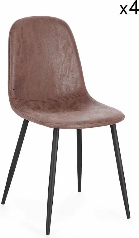 Zestaw 4 krzeseł ze skóry w kolorze koniakowym i stali w kolorze antracytowym - IRELIA