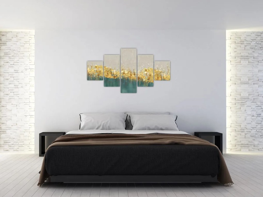 Obraz - Tekstura ze złotą dekoracją (125x70 cm)