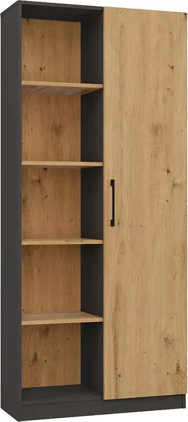 Regał Z Półkami Do Salonu Dąb Artisan + Antracyt C2-C51