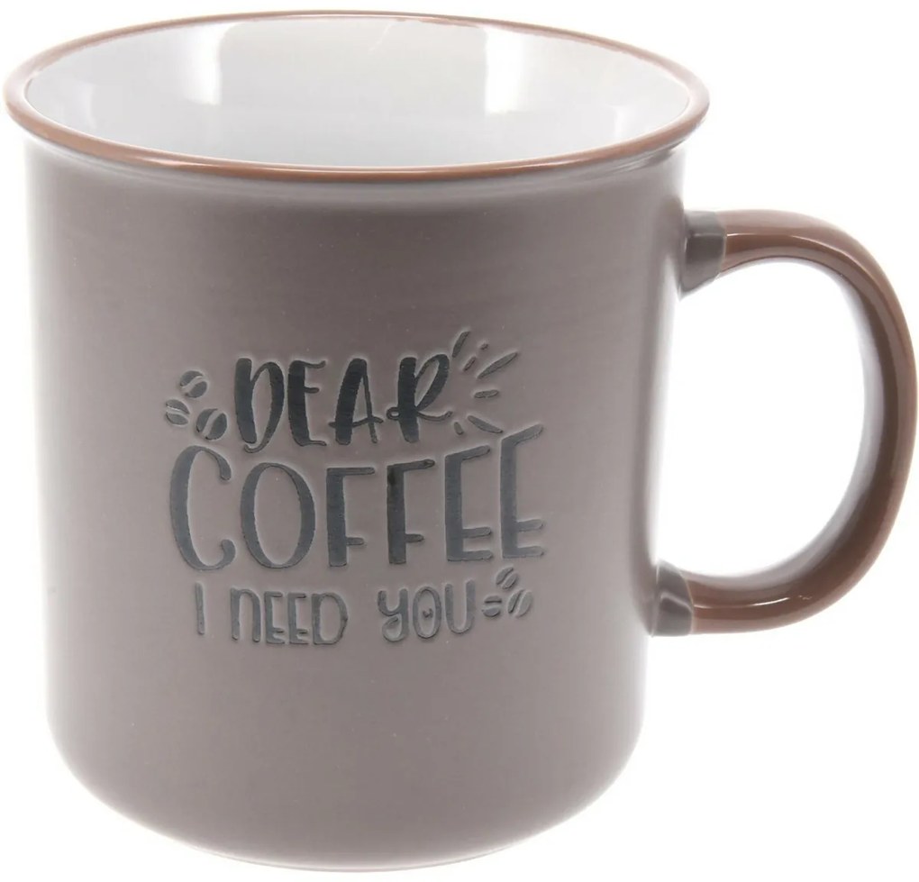 Kubek ceramiczny Coffee szary, 710 ml