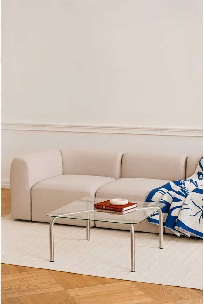 Stolik ze szklanym blatem w kolorze srebra 60x80 cm Uku – noo.ma