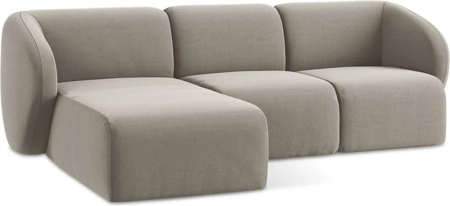 Jasnobrązowy aksamitny narożnik (lewostronny/z szezlongiem) Lani – Makamii