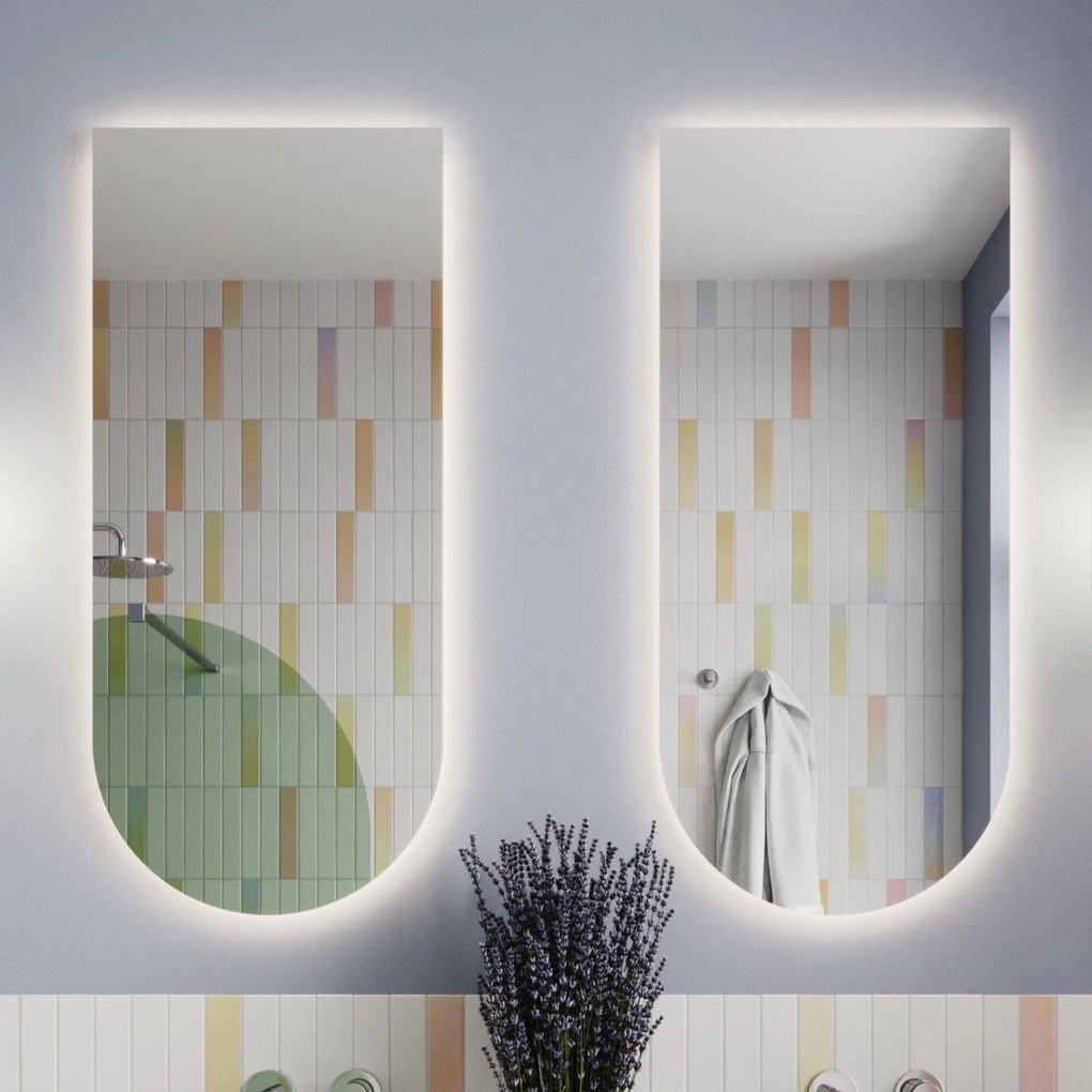 Lustro półowalne bez ramy oszlifowane obracalne z podświetleniem ARCH LED | Różne rozmiary | Różne kolory szkła : Kolor tafli szkła - Grafit, Rozmiar - 60 x 120 cm