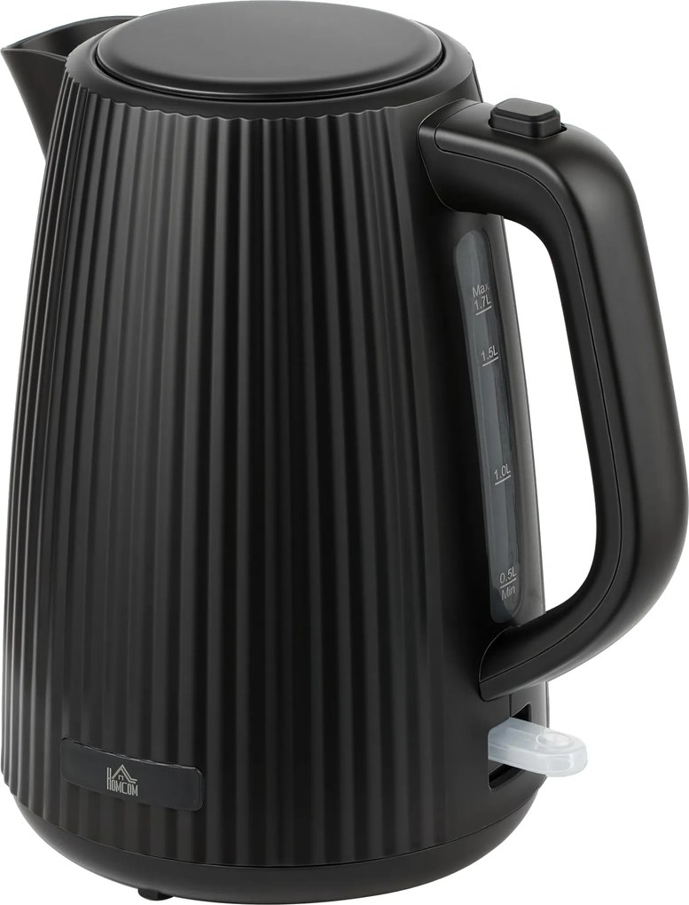 HOMCOM Elektryczny czajnik, 1,7 l, funkcja szybkiego gotowania, 2025 W, z wyjmowanym filtrem kamienia, automatyczne wyłączanie, czarny | Aosom PL