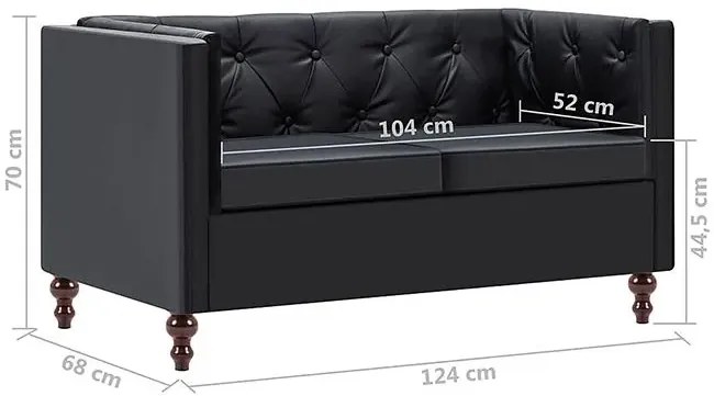 2-osobowa Sofa James 2Q w stylu Chesterfield - czarna