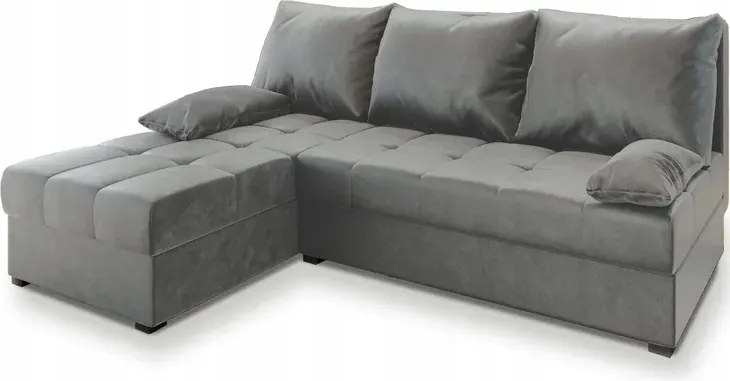 PROMOCJA Jasnoszara rozkładana narożna sofa ZENA, dwustronna II. jakość