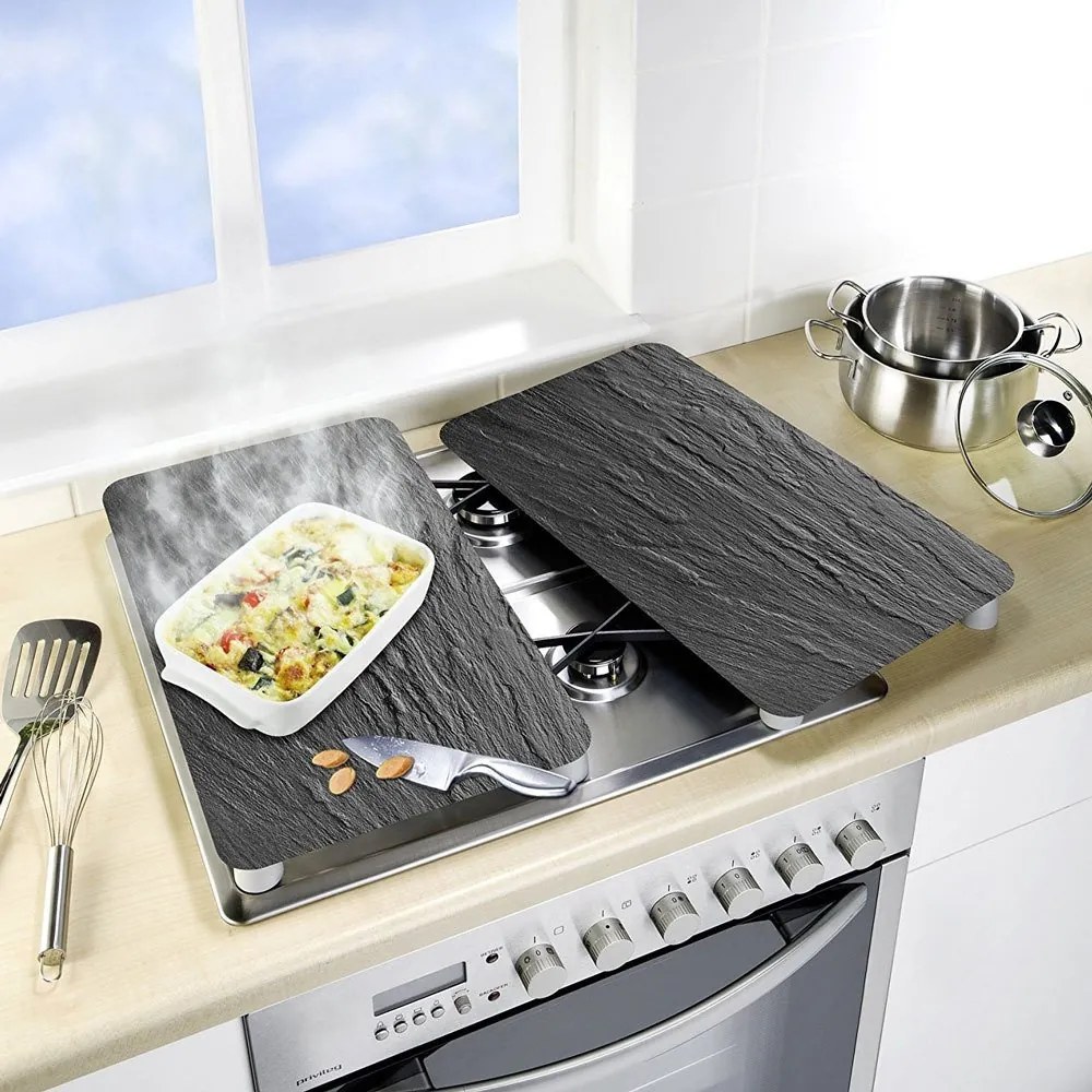 Szklane płyty ochronne SLATE XL na kuchenkę – 2 sztuki, WENKO