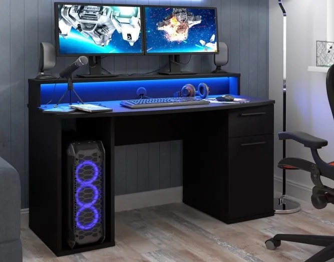 Biurko gamingowe z oświetleniem RGB Ayo 219B3-Z113 czarne
