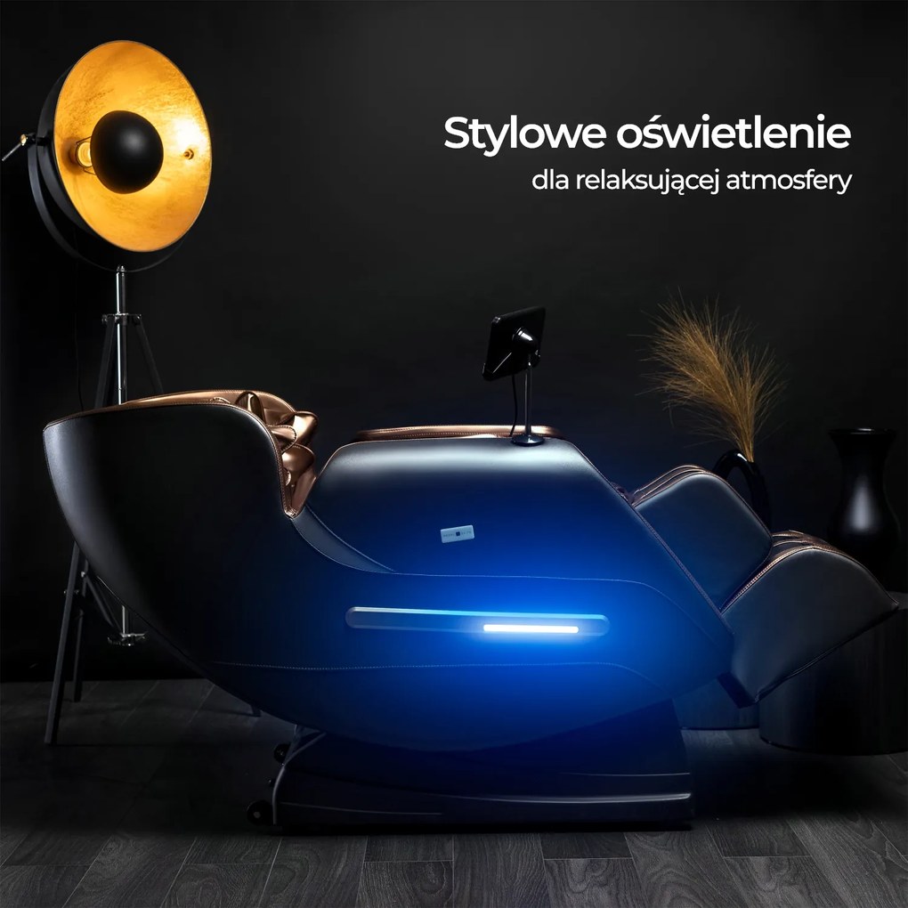 Fotel Masujący VX MAX Wypoczynkowy Relaksacyjny Brązowy Ekoskóra Nowoczesny