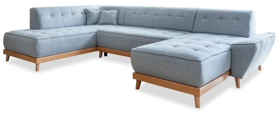 Jasnoniebieska rozkładana sofa w kształcie litery "U" Miuform Dazzling Daisy, lewostronna