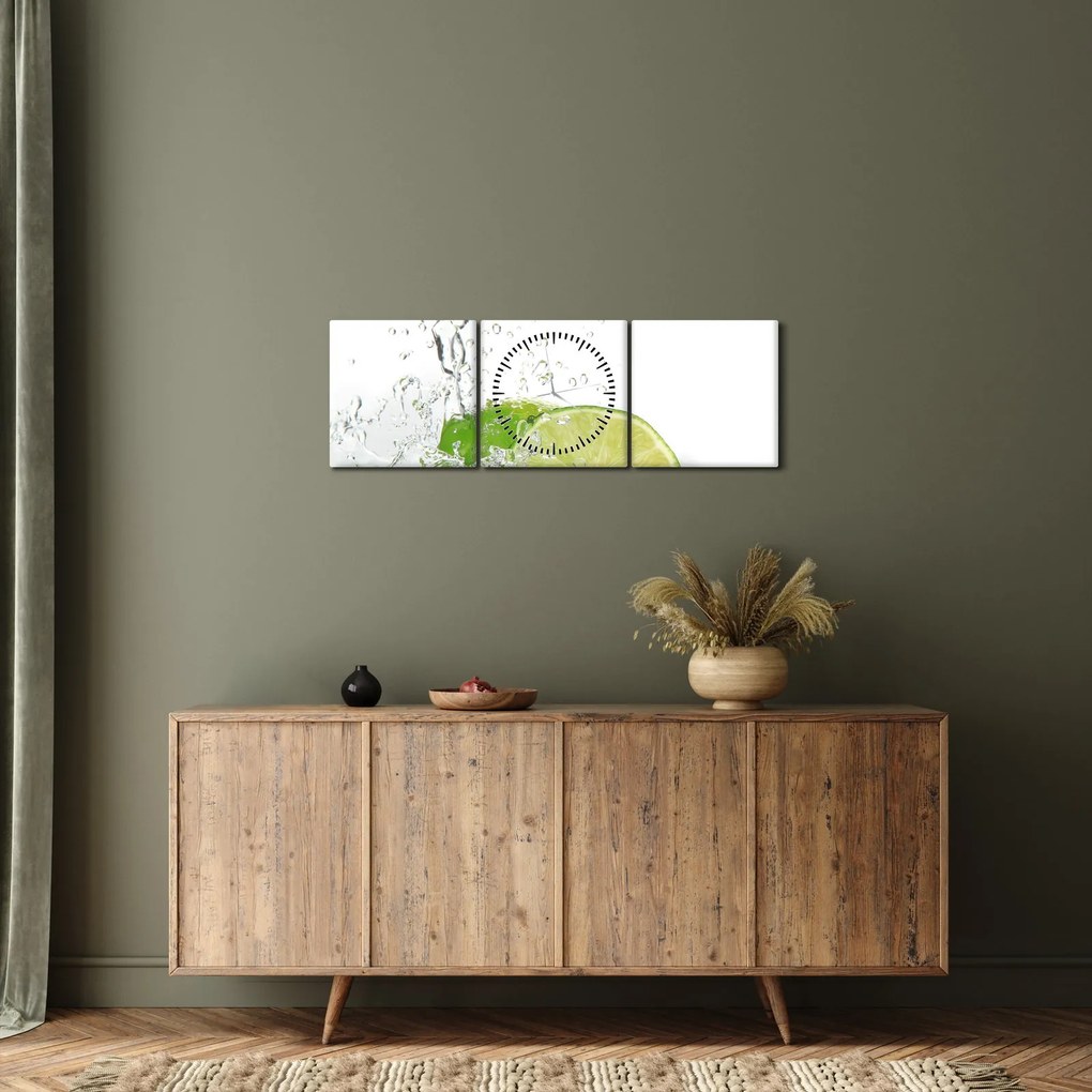 Obraz - Soczyste cytryny (z zegarem) (90x30 cm)