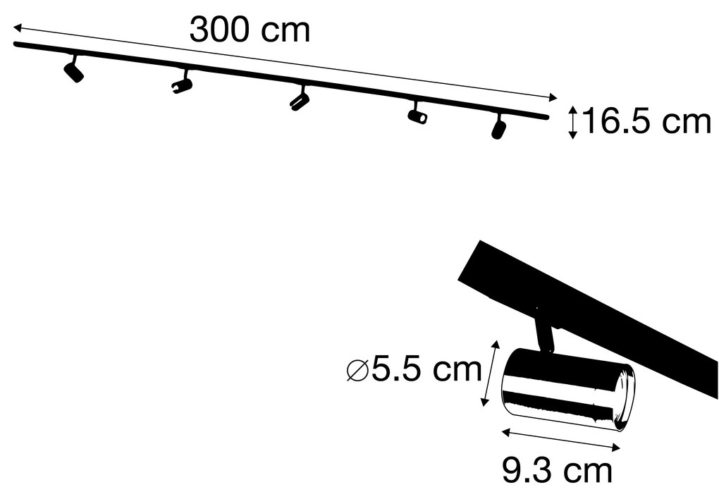 Nowoczesny system szynowy 1-fazowy 5 spotów czarno-złoty - Jeana Nowoczesny Oswietlenie wewnetrzne