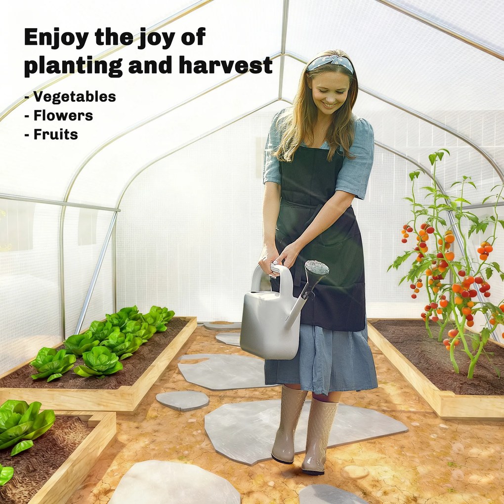 Outsunny Szklarnia Tunelowa z 6 Przewijanymi Oknami i Drzwiami na Zamek Błyskawiczny Wytrzymała Folia 445x3x205m | Aosom PL