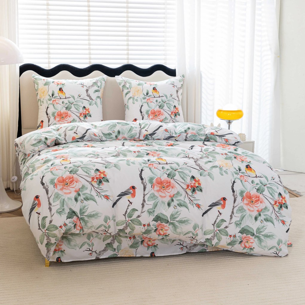 PrzytulneMieszkanie.pl PrzytulneMieszkanie.pl Pościel z mikrofibry ORANGE FLOWERS białe Rozmiar pościeli: 2 szt 70 x 80 cm | 160 x 200 cm